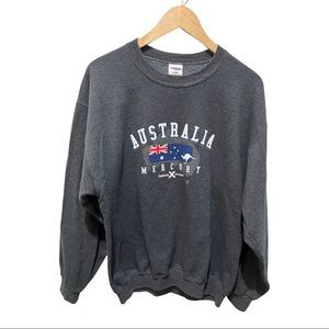 AUSTRALIA CHARCOAL GRAY GRAPHIC SPELL OUT WITH FLAG AND KANGAROO SWEATSHIRT